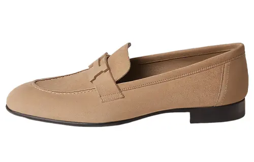 HERMES PARIS Leather Loafers Women's Light Brown
