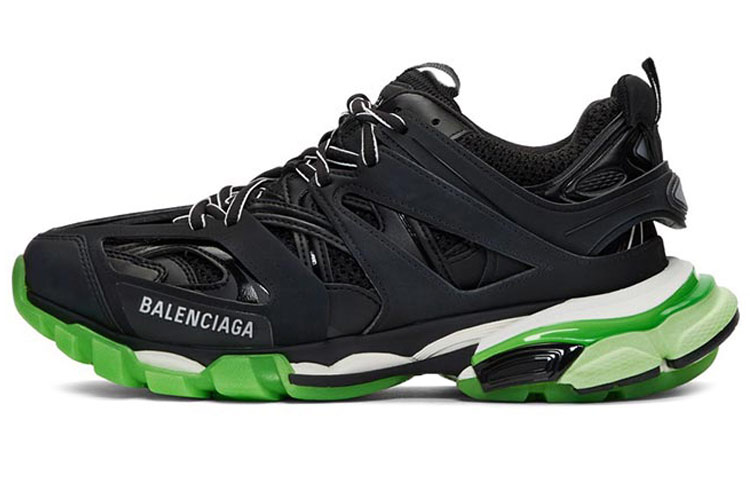 Balenciaga Balenciaga Track Spliced Lace Low Top Dad Shoes Men's Black Green