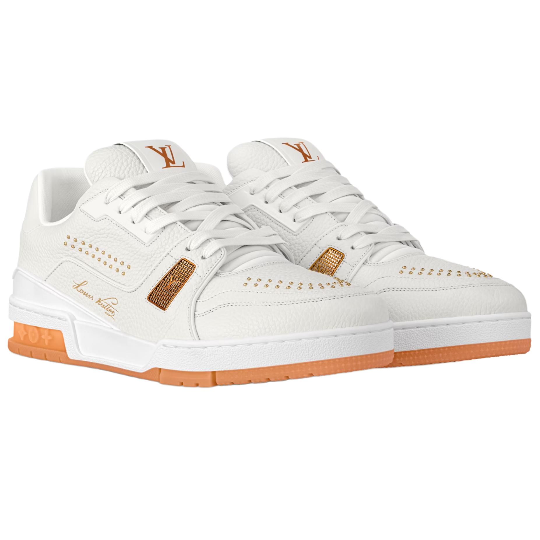 Мужские кеды Louis Vuitton Trainer (бело-оранжевые) — фото 2