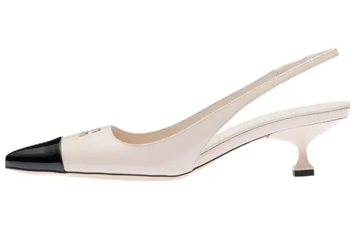 MIU MIU Patent Leather Cone Heel High Heels Women's Opal Color/Black