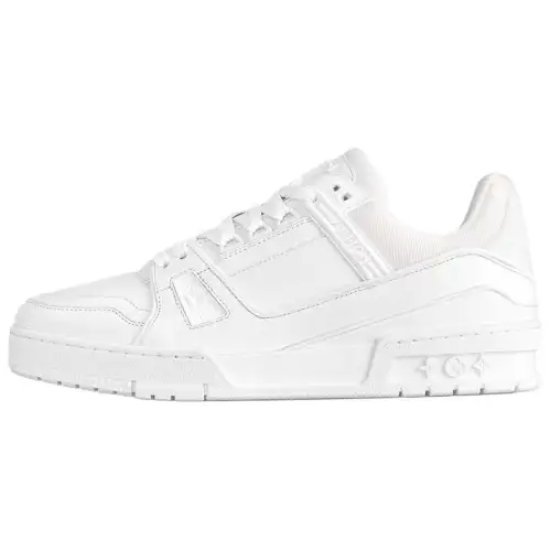 LOUIS VUITTON Trainer Leather Low top Skateboard Shoes Women's White