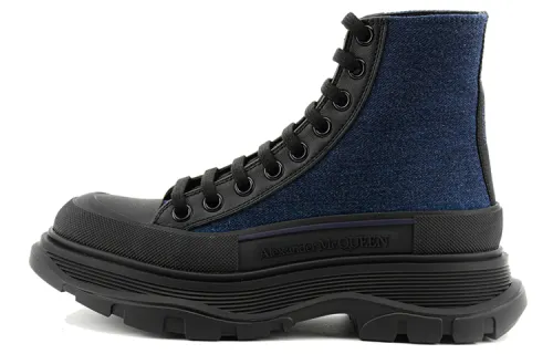Alexander McQueen Tread Slick Short Stylish Skateboarding Shoes Women's Blue Black