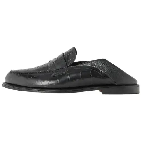 LOEWE Cow Leather Slip on Men's Casual Shoes Men's Black
