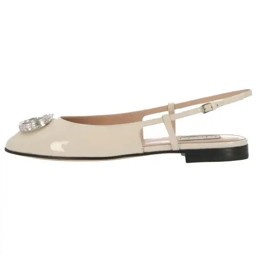 GUCCI Patent Leather Casual Shoes Women's Ivory White