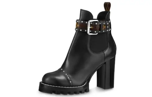 LOUIS VUITTON Star Trail Studs Ankle Boots 8cm Women's Black