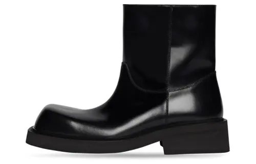 Balenciaga Inspector Leather Ankle Boots Men's Black