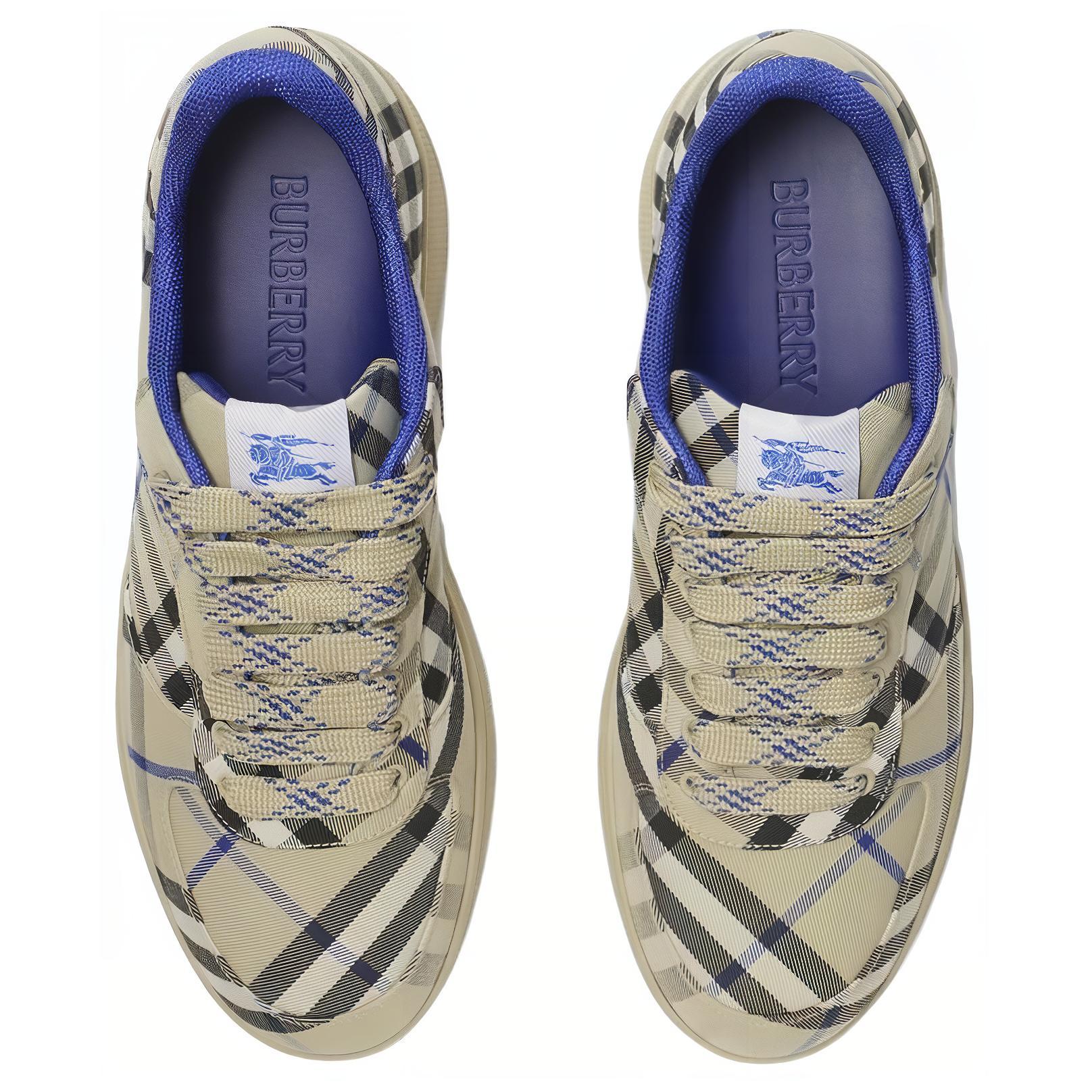 Burberry Terrace Plaid Low top Skateboard Shoes Men's Blue