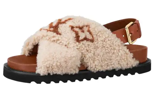 LOUIS VUITTON Paseo Comfort One Strap Sandals Women's Beige