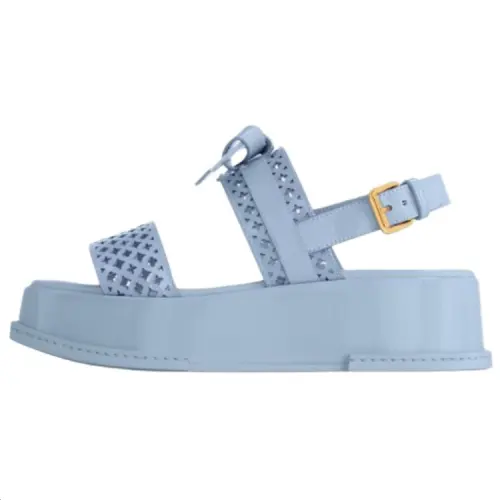LOUIS VUITTON Maya Patent Leather One Strap Sandals 3.5cm Women's Blue