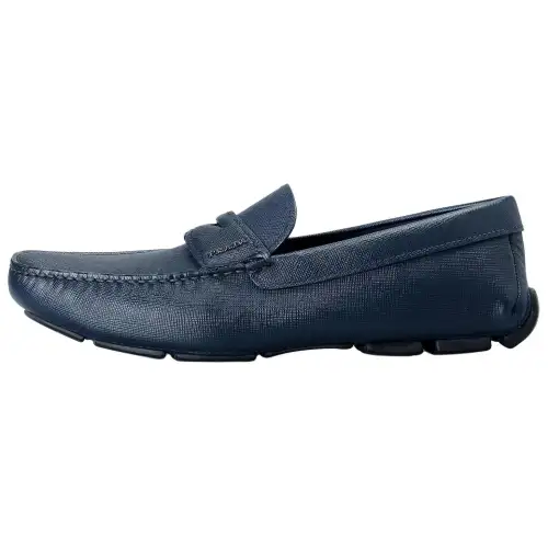 PRADA Saffiano Leather Casual Shoes Men's Blue