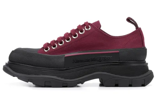 Alexander McQueen Tread Slick Canvas Lace Up Shoes 'Burgundy Black' Women's