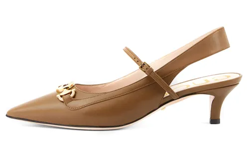 GUCCI Zumi Cone Heel High Heels Women's Light Brown