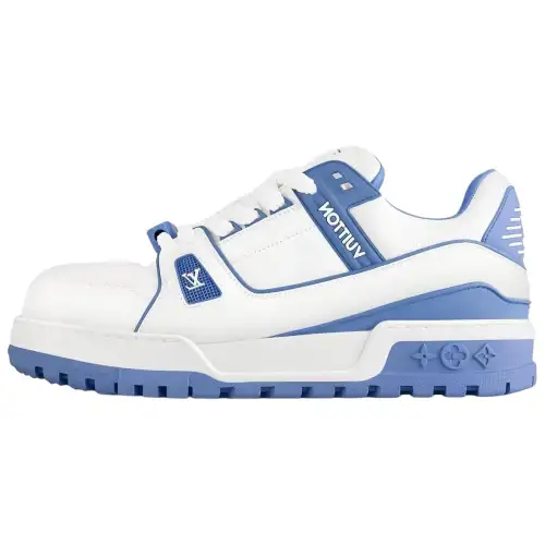 LOUIS VUITTON Trainer Maxi Little Jigglypuff Cow Leather Low top Skateboard Shoes Women's White Blue