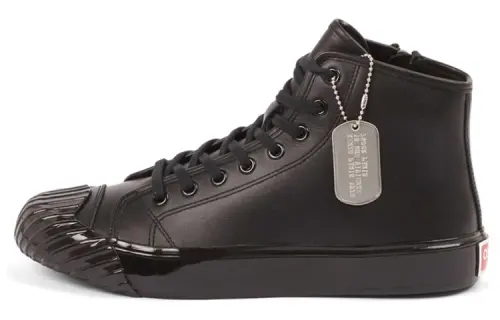 KENZO School High Top Trainers Leather Triple Black
