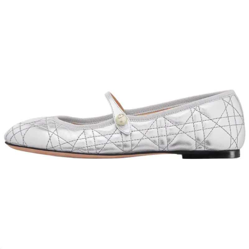 DIOR Ballet Flat Mary Jane Shoes Women's Silver