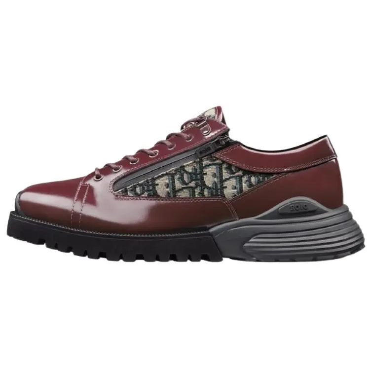 DIOR Combat Cow Leather Casual Shoes Men's Burgundy