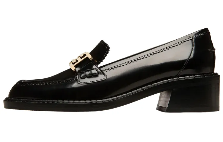 BALLY Ellyane Leather Chunky Heel High Heels 3.5cm Women's Black