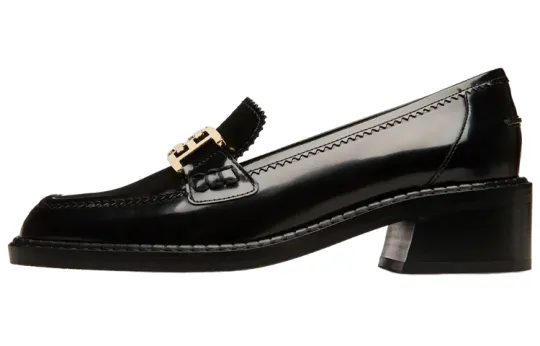 BALLY Ellyane Leather Chunky Heel High Heels 3.5cm Women's Black