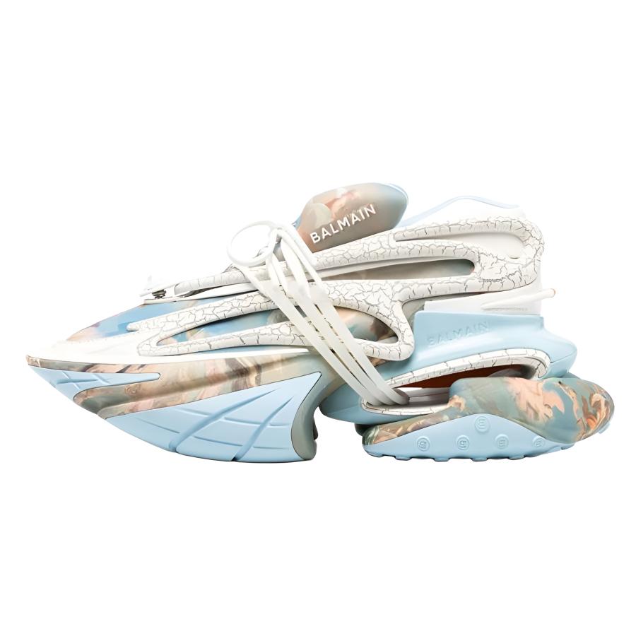 BALMAIN Unicorn Leather Low top Chunky Sneakers Men's Blue