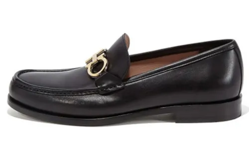 FERRAGAMO Leather Casual Shoes Men's Black