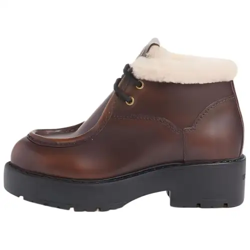 MIU MIU Leather Ankle Boots 5.5cm Women's Ochre Brown