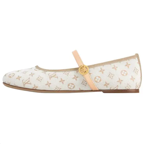 LOUIS VUITTON Romy Flat Mary Jane Shoes Women's White