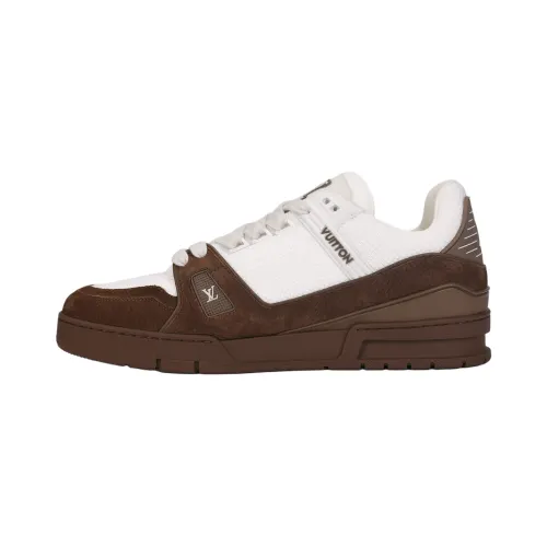 LOUIS VUITTON Trainer Cow Leather Low top Skateboard Shoes Men's White Brown