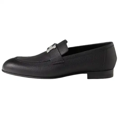 HERMES PARIS Calfskin Casual Shoes Men's Black