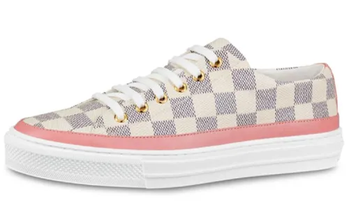 LOUIS VUITTON Lv Stellar Damier Azur Low Top Sports Shoes Pink Women's