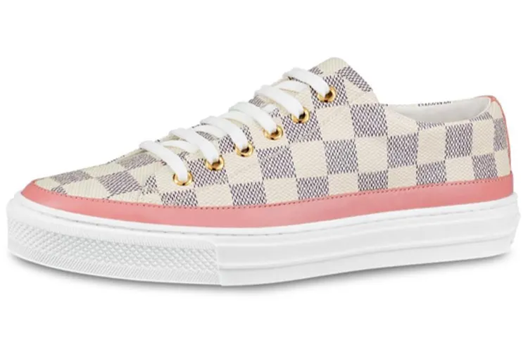 LOUIS VUITTON Lv Stellar Damier Azur Low Top Sports Shoes Pink Women's