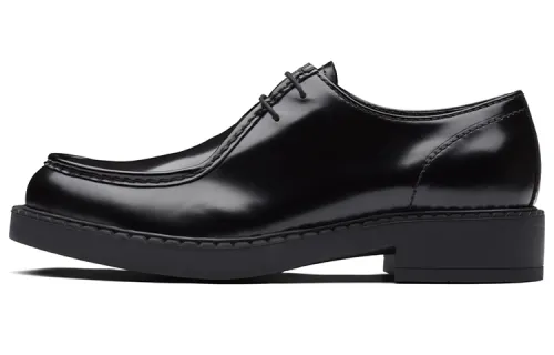 PRADA Brushed Leather Lace Up Black
