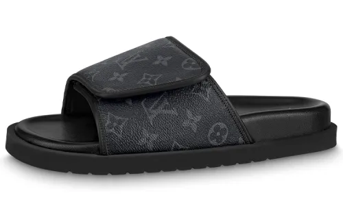 LOUIS VUITTON Miami Slide Slippers Men's Black