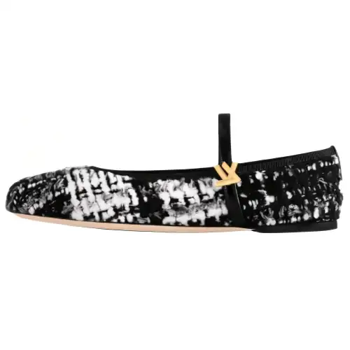 LOUIS VUITTON Romy Cow Leather Flat Mary Jane Shoes Women's Black