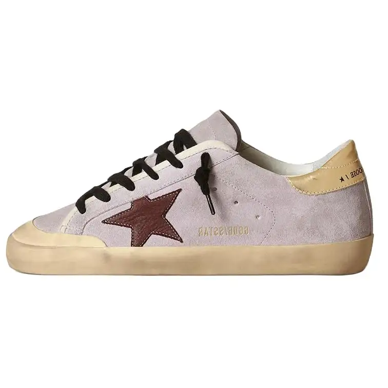 Golden Goose Super Star Cow Leather Low top Skateboard Shoes Women's Light Purple Distressed