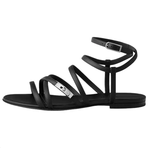 HERMES Lullaby One Strap Sandals 1CM Women's Black