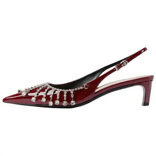 GUCCI Patent Leather Slim Heel High Heels 4.3cm Women's Red