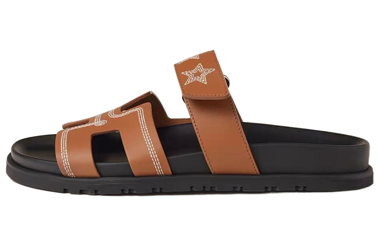HERMES Chypre Slide Slippers Women's Brown