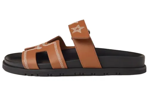 HERMES Chypre Slide Slippers Women's Brown