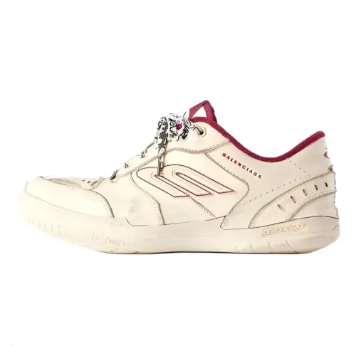 Balenciaga Hamptons Worn Out Low top Skateboard Shoes Women's White & Red