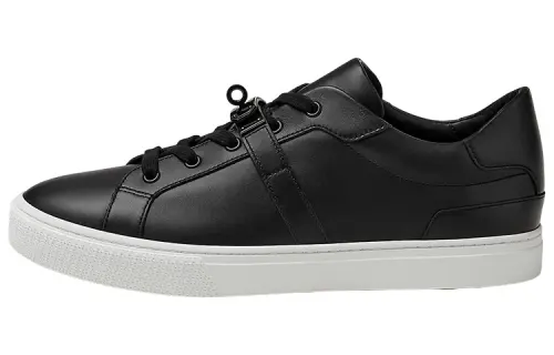 HERMES Day Leather Low top Stylish Skateboarding Shoes Men's Black