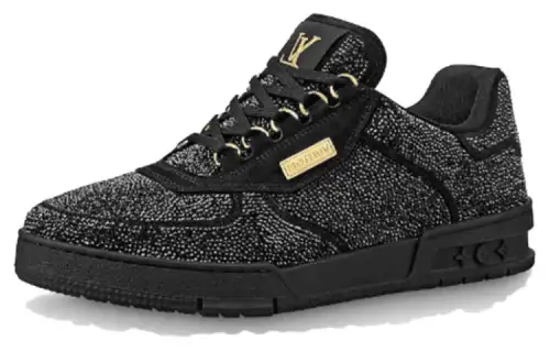 LOUIS VUITTON Trainer Artificial Diamond Stylish Skateboarding Shoes Unisex Black