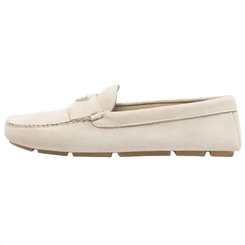 PRADA Triangle Calfskin Casual Shoes Men's Ivory White