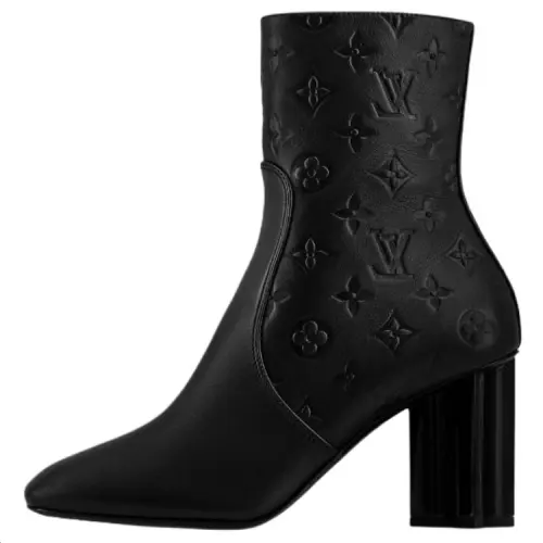 LOUIS VUITTON Silhouette Calfskin Ankle Boots 8cm Women's Black
