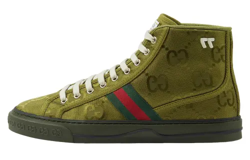 GUCCI Tennis 1977 Mid top Stylish Skateboarding Shoes Men's Green