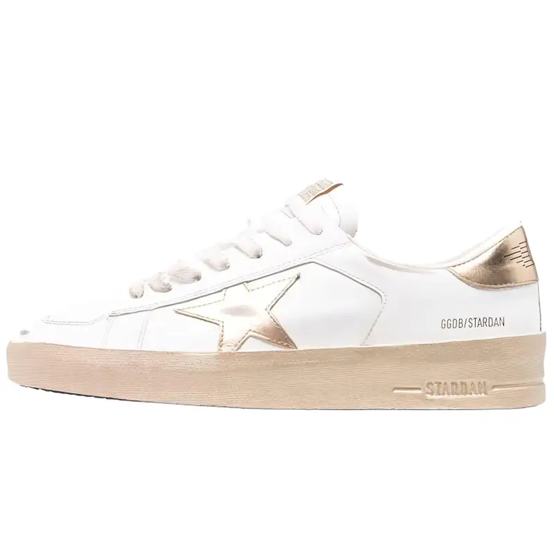 Golden Goose Stardan Low top Stylish Skateboarding Shoes Men's White Gold