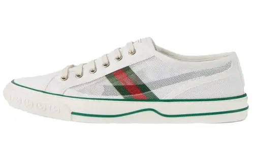 GUCCI Tennis 1977 Mesh Low top Stylish Skateboarding Shoes Men's White Green
