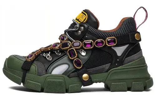 Gucci Wmns Flashtrek Crystals 'Green' Women's
