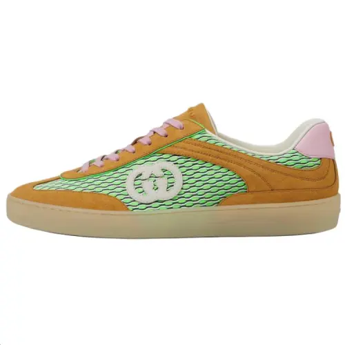 GUCCI G75 Suede Low top Skateboard Shoes Men's Brown Green