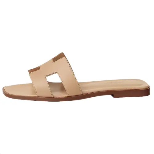 HERMES Oran Slide Slippers Women's Light Brown