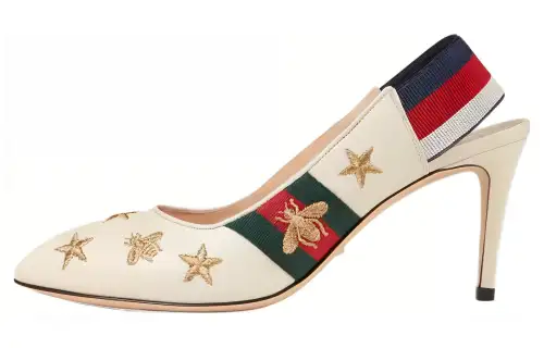 GUCCI Bee Star Bee Slim Heel High Heels Women's White